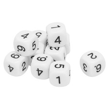 20PCS 6 Sided Number Dice Plastic 16mm Round Corner Polyhedral Dice Set For