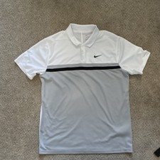 Nike Dri-FIT Men's Golf Polo Shirt White Gray Black Size L Moisture Wicking