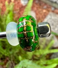 Trollbead unique ooak longevity pine green event bead