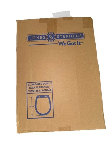 Jones Stephens Closed Front Elongated Plastic Toilet Seat W/Cover 18.5" White - Picture 2 of 9