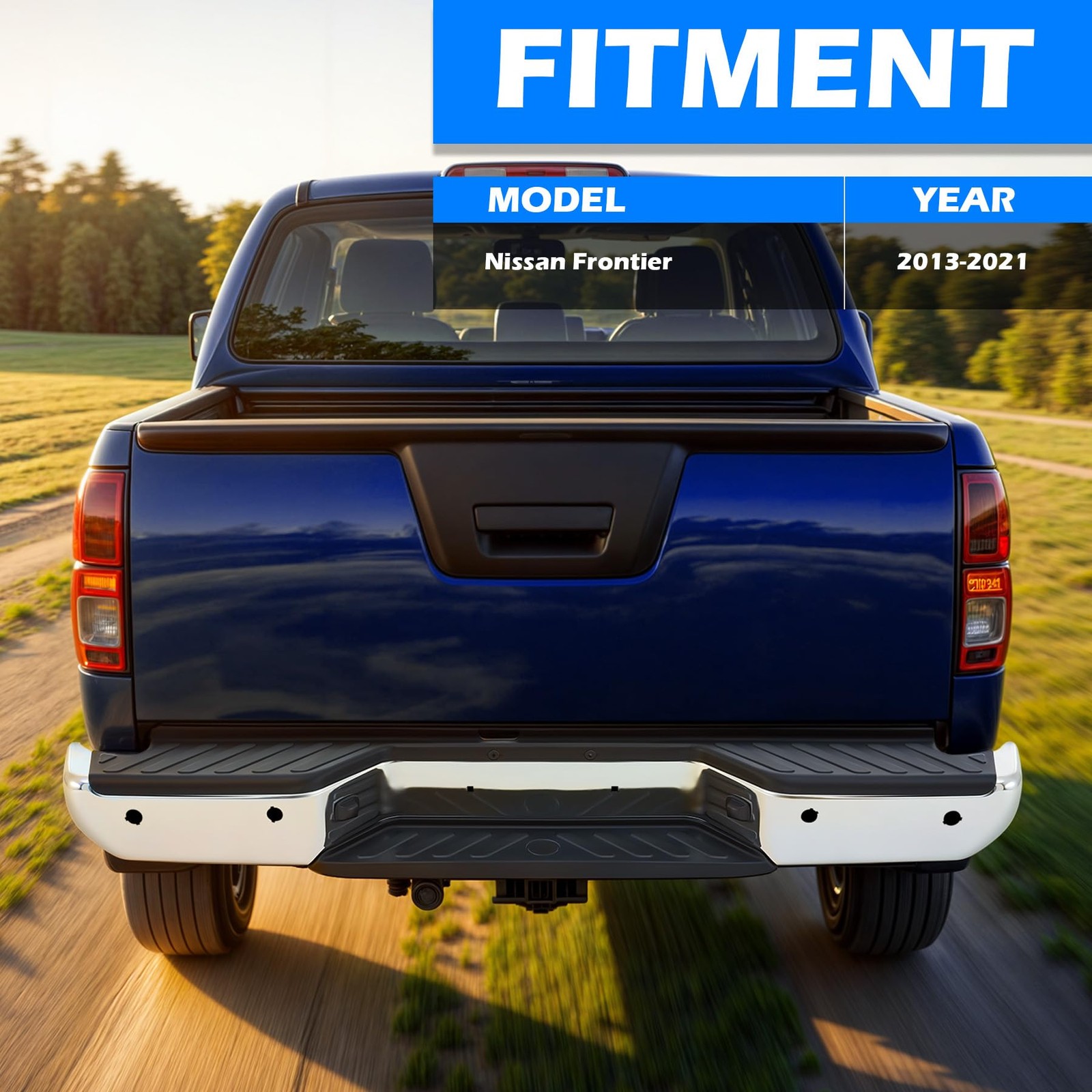 Rear Bumper Compatible with 2005-2021 Nissan Frontier Chrome Steel Rear Bumper