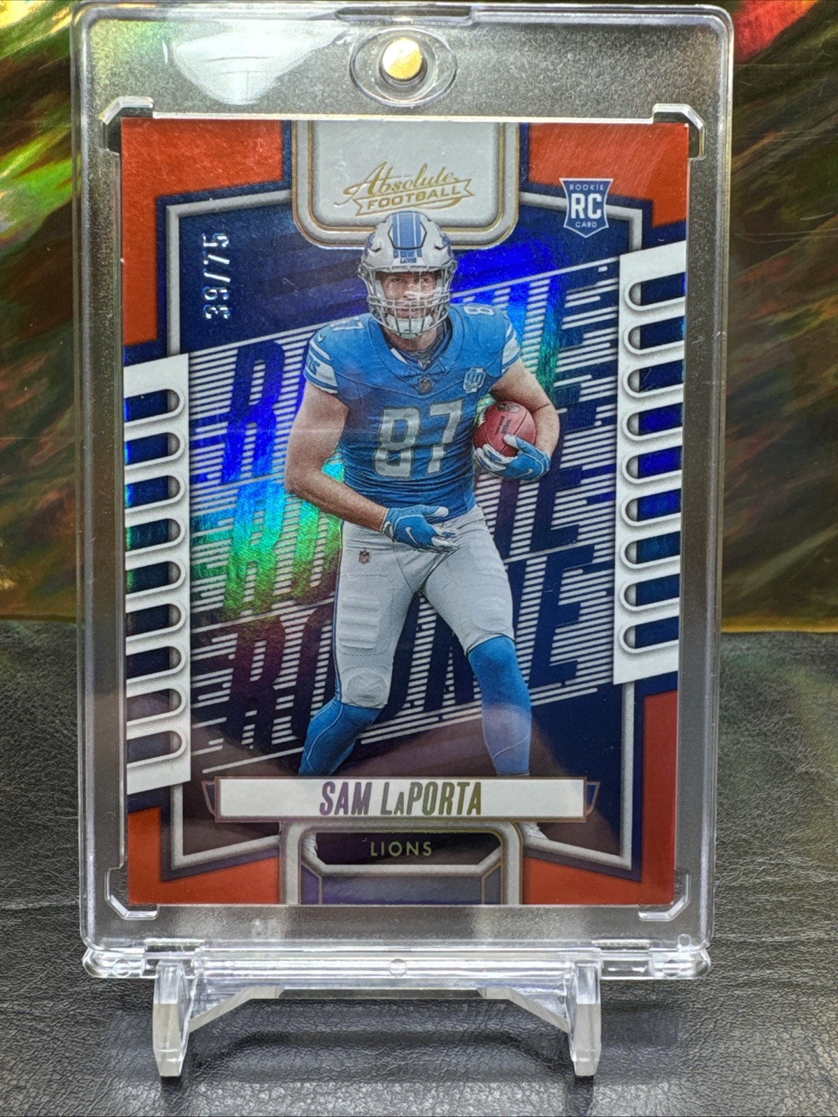 🦁🦁2023 Absolute Sam LaPorta RC #115 Orange Spectrum SSP # 33/75 Detroit Lions