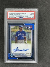 PSA 9 AUTO BLUE /150 2024 Bowman Chrome  Mega Box Mojo Arjun Nimmala Blue Jays