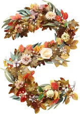 Fall Garland with Lights, 6 FT Leaves Vine 1 Pack 6 Ft, Floral 