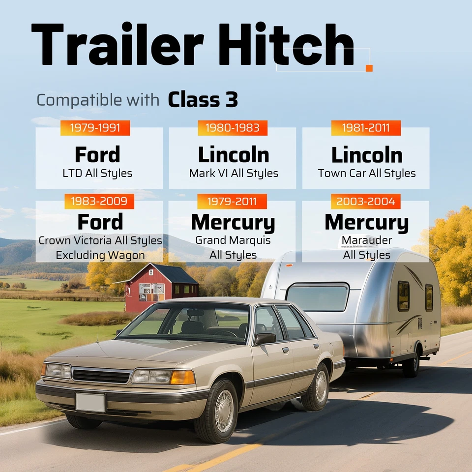 2" Trailer Tow Hitch For Ford LTD Crown Victoria Lincoln Town Car Marquis 79-11 Foto 2 de 4