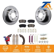 Disc Rotors Semi-Metallic Pads Parking Brake Shoes And Hardware Rear Kit For