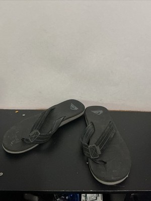 Quiksilver Carver Suede Flip-Flops Sandals Men's Black Suede Leather