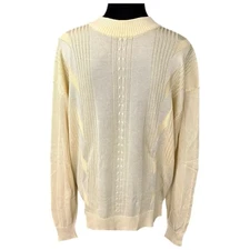 Vintage OGGI Rayon Mock Neck Sweater 90s Yellow Knit Sweater - Mens Large