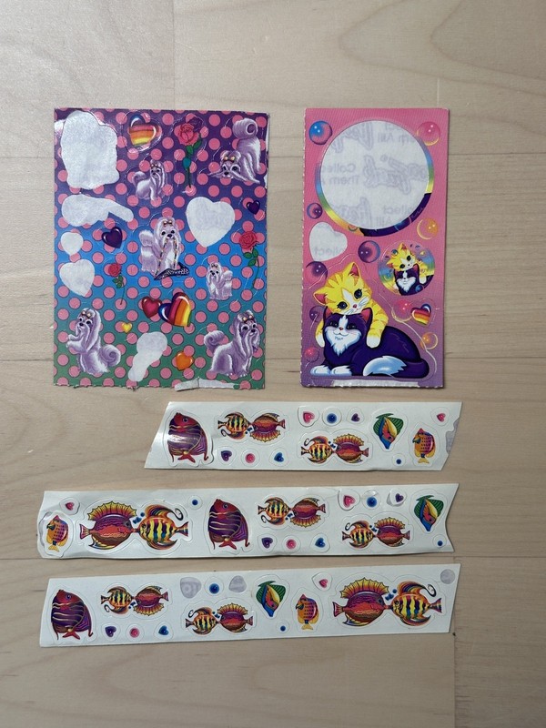 Lisa Frank Partial Sheets Sticker Lot Maltese Dog Cat Fish