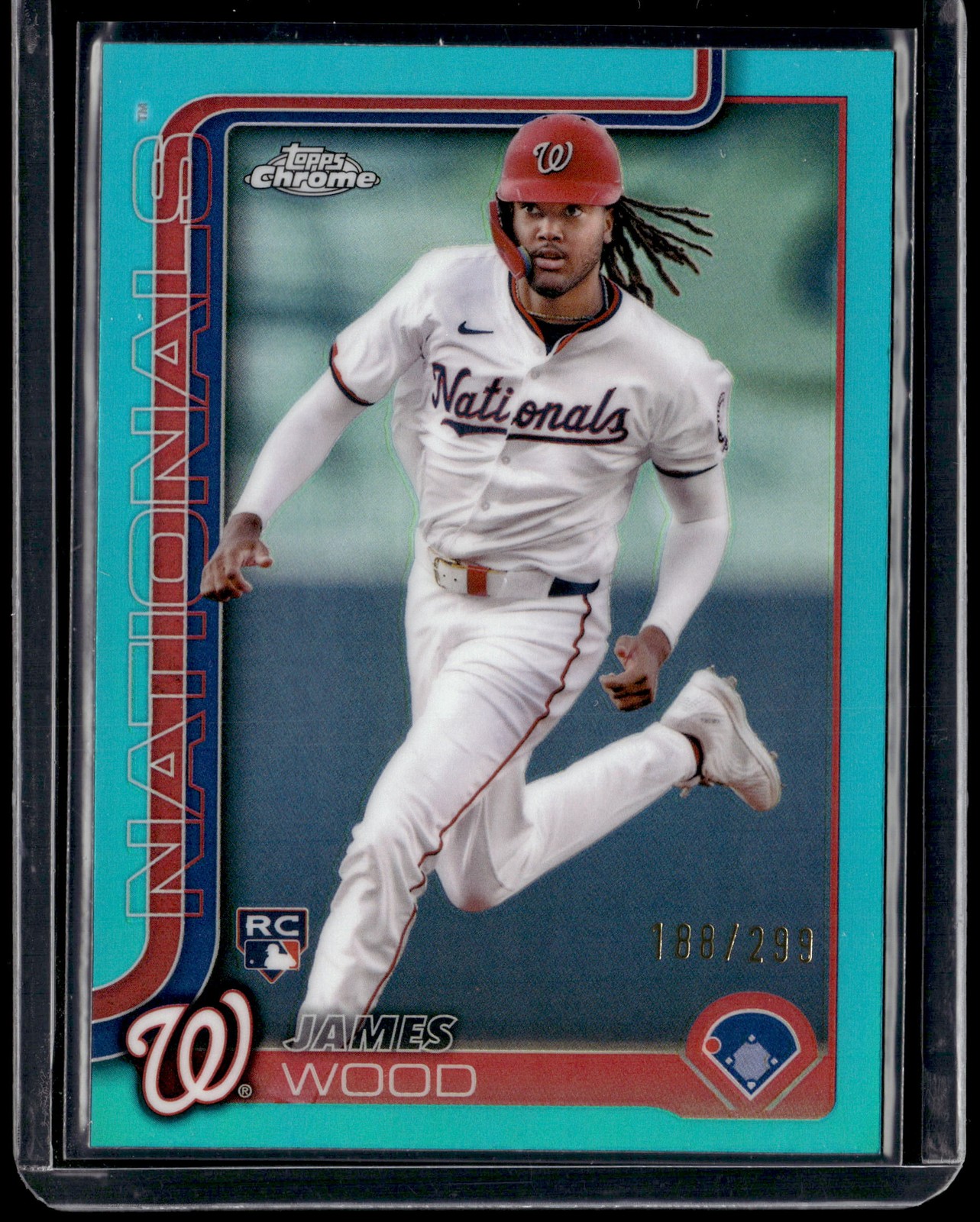 2025 Topps Chrome #132 James Wood Aqua Refractors #/299