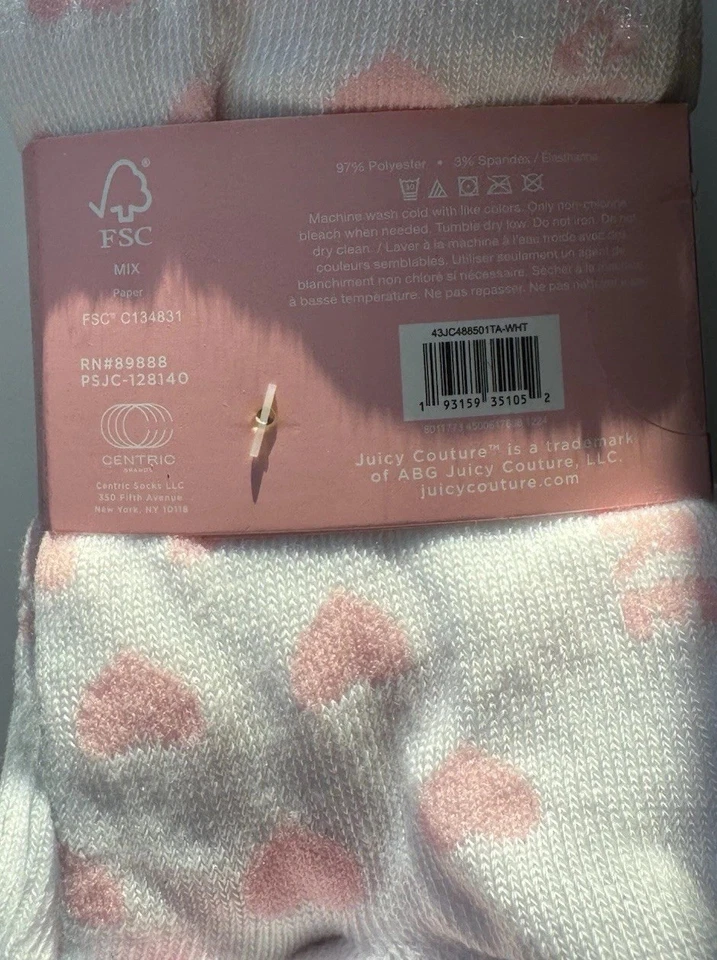 Pacote com 10 meias femininas Juicy Couture rosa sem exibição tamanho - Imagem 2 de 4