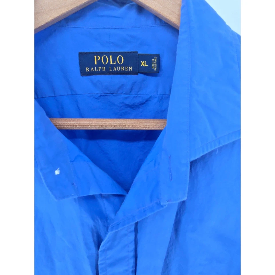 Camisa Polo Ralph Lauren Para Hombres Azul Manga Larga Con Botones Talla XL Foto 3 de 4