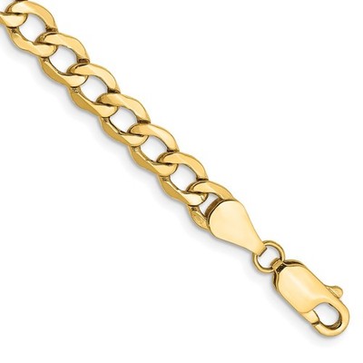 14 Karat Gelbgold 8 Zoll 5,25 mm halbmassives Panzerarmband mit Karabinerverschluss