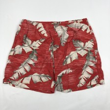 Tommy Bahama Relax Men's XL Red Tropical Leaf Print Swim Trunks Mesh Lined Board