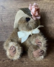 Boyds Bears LYNETTE BEARLOVE Plush 6  Brown Bear Hat With Pink Rose Jointed NICE