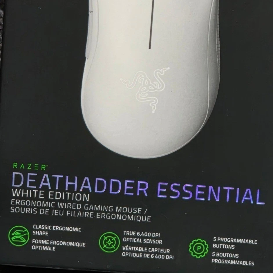Razer DeathAdder Essential White Edition Ergonomic Wired Gaming Mouse NEW - Image 2 of 3
