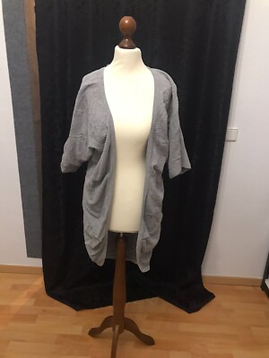 Cardigan hellgrau Flashlights kurze Ärmel Gr. 32/34 Baumwolle Longstrickjacke