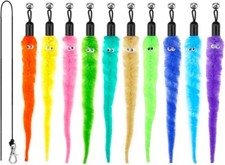 Cat Wand Toys Refills, Cat Feather Toys Accessories, 10PCS Squiggly Worms Replac
