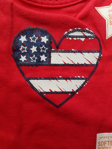 GIRLS INFANT JUMPING BEANS AMERICANA RED HEART SIZE 3 MONTHS SOFT BODYSUIT NWT - Picture 8 of 12