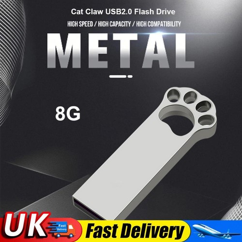 USB 2.0 Pendrive Metal Cat Paw USB Flash Drive with Keychain Hole (8GB) UK
