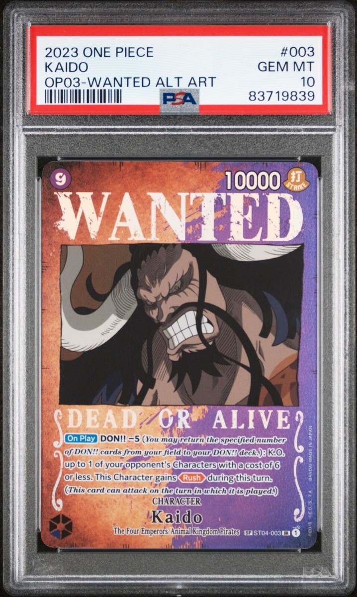 PSA 10 Kaido Wanted Alt Art English St04-003 One piece Card PSA 10 Kaido Wanted Alt Art English St04-003 One piece Card