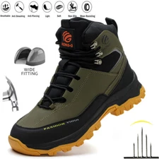 Men Safety Shoes Steel Toe Work Boots Water Resistant Slip on Protective Boots