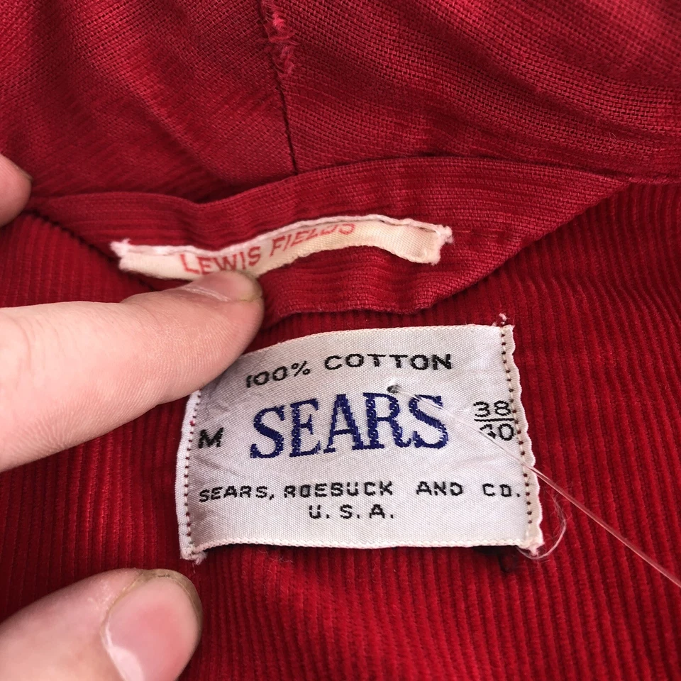 Chaqueta de fumar vintage Sears roja años 50/60/70 Playboy Hugh Hefner M pana Foto 3 de 4