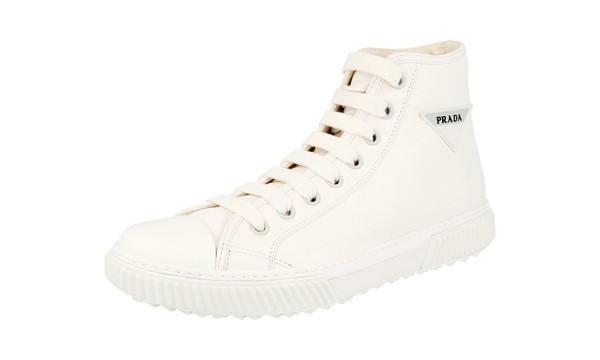 Prada Daino Leder Stratus High-Top Sneaker - 4T3306 - Weiss - Neu - 8 42-image
