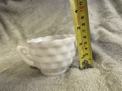 Vintage MCM Jeanette Glass White Milk Glass Cubed Open Sugar Bowl EUC - Picture 6 of 7