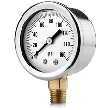 Oil-filled Water Pressure Gauge. 0-160 Psi. 14 Npt.