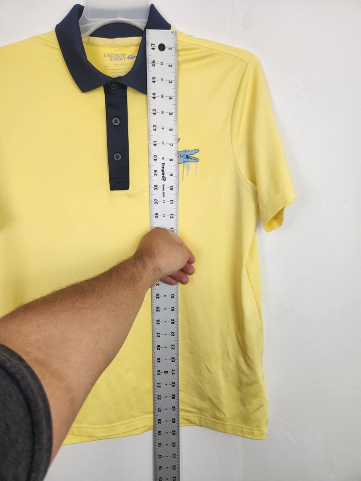 Lacoste Sport Polo Shirt Mens Large 5 Miami Open Big Logo Croc Yellow