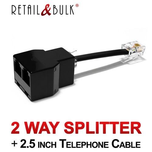 RJ11 Phone Line Splitter 2-WAY Duplex Telephone Adapter 6P4C Splitter + Cable - Afbeelding 9 van 13