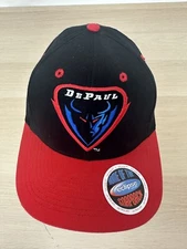 Vintage 90’s DePaul Blue Demons Hat - Eclipse Snapback Black Red Cap Mascot Logo