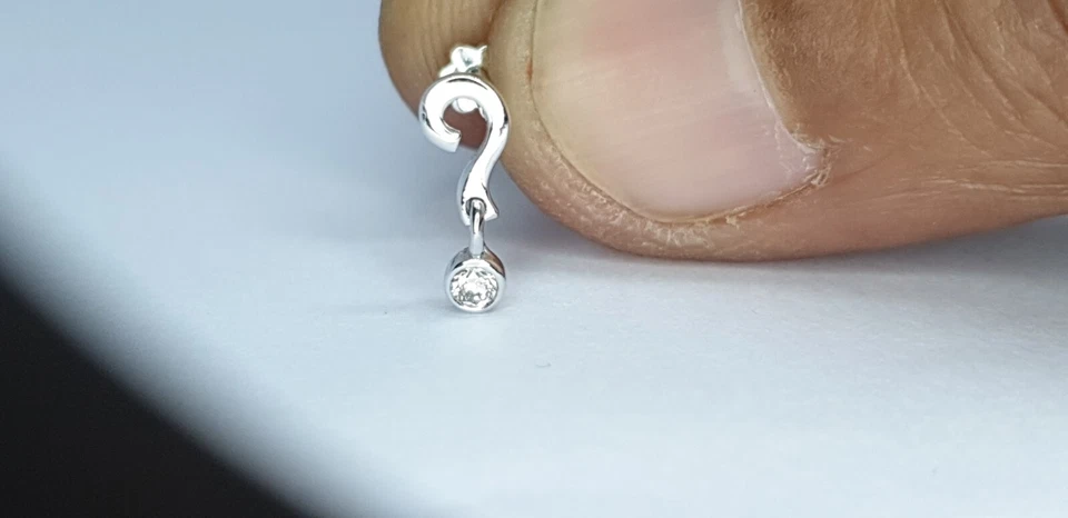 Fragezeichen Ohrstecker Piercing 14k Gold Natürlicher Diamant Nase Ohr Körper - Bild 2 von 4
