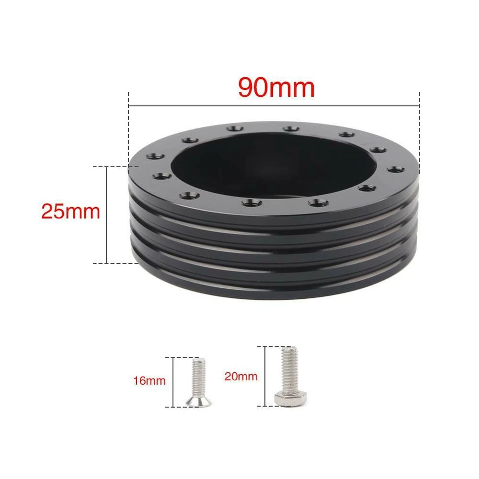 Black 1" Steering Wheel Hub Adapter Spacer For 6 Hole Fit Grant APC 3 Hole - Изображение 2 из 4