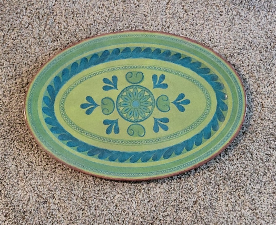 Target Home Threshold Melamine Aqua Green Brown Serving Platter Plate  20