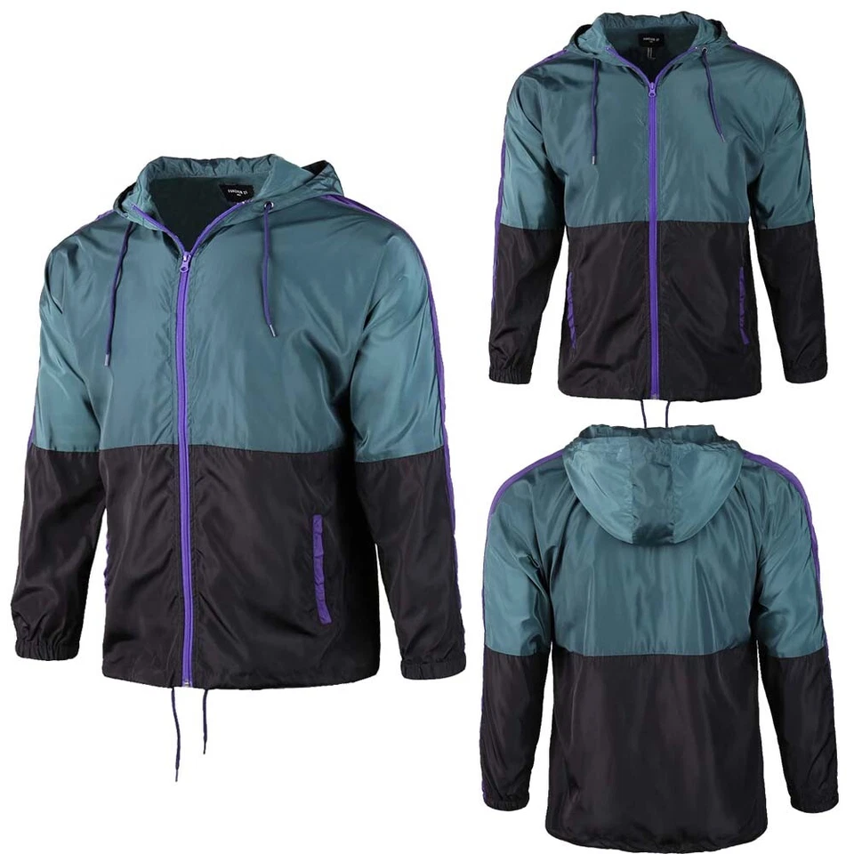 Hermosa chaqueta cortavientos ligera gigante para hombre con capucha al aire libre todas las estaciones Foto 2 de 4