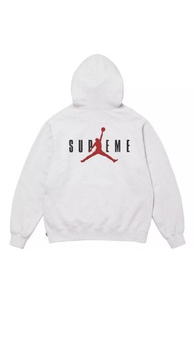 Supreme Jordan Hoodie Sweatshirt FW24 Ash Grey - Ships ASAP Size M - Picture 2 of 3