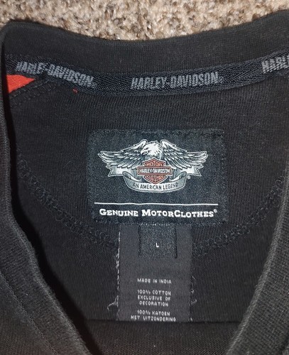 Harley Davidson Long Sleeve Thick Sweatshirt Embossed Orange Black Sz L - Picture 7 of 19