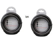 2 Pack 4ft Bike Lock Cable Set – Resettable 4-Digit Combo, Steel 10mm Black