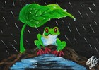 ACEO Original Acrylic Painting A FROG Miniature Art Card New
