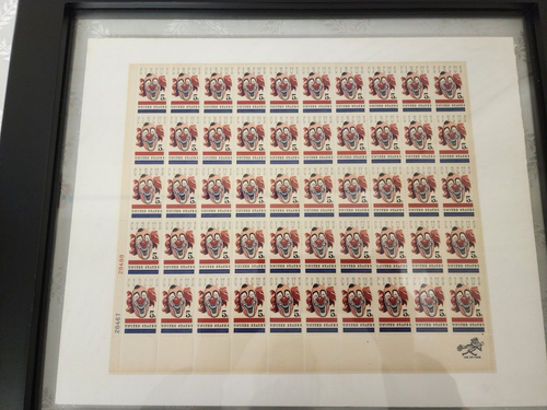 50 American Circus Full Original Sheet of 50 Issued 1966 Framed & Matter 18.5x15 - Picture 2 of 9