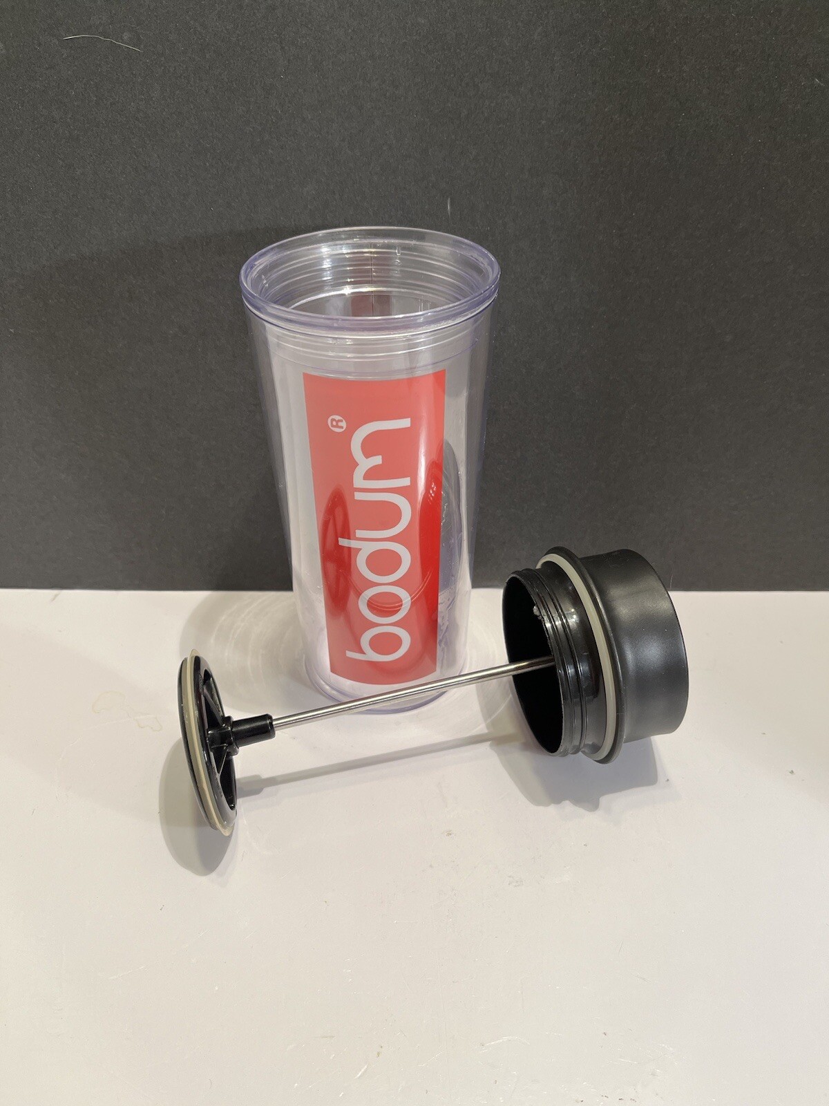 PLASTIC INSULATED bodum travel french press COFFEE TEA MAKER TO GO OFFICE 16 oz