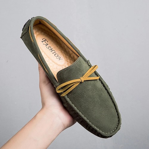 Leather Men's Flats Shoes Casual Slip on Loafers Moccasins Outdoor Driving Shoes - Picture 19 of 26