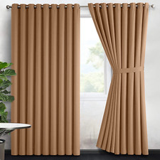 Image of Thick Thermal Blackout Curtains Eyelet Ring Top Ready Made Curtain Panel Pair