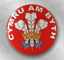 Cymru am Byth - Prince of Wales feathers - Large Button Badge - 58mm diameter