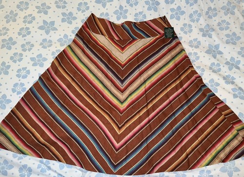 Ralph Lauren Southwestern Serape 100% Linen Skirt Size 12 Chevron Stripe NWT