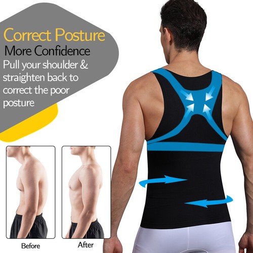 Chaleco adelgazante de compresión abdominal para hombre camiseta moldeador de cuerpo ropa de forma torso sin mangas gimnasio - Imagen 4 de 37