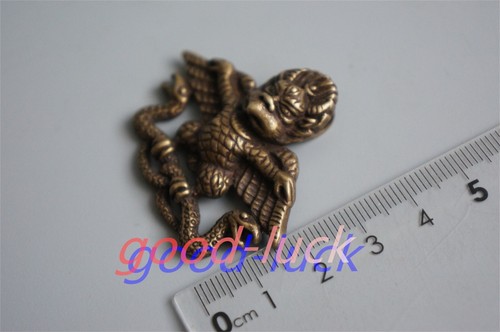 35mm Old Chinese Tibetan Buddhism Copper Catch snake roc Pendants amulet - Picture 3 of 6