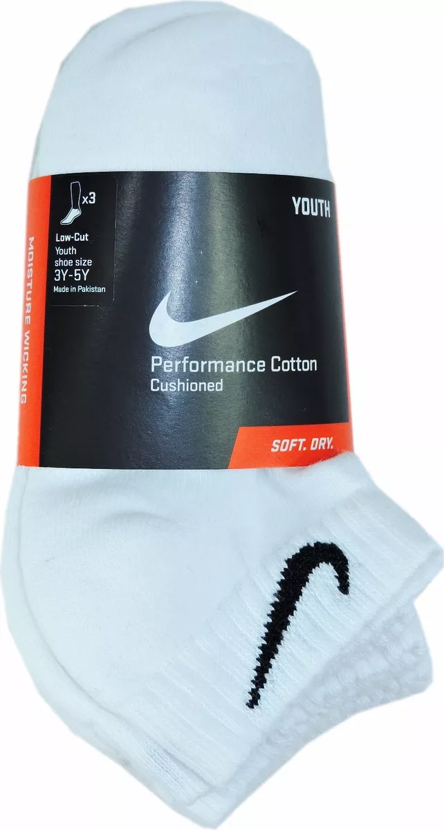 Mevrouw Dader geroosterd brood NIKE Performance Cotton Cushioned Low-Cut 3 pair Socks Size(3Y-5Y) | eBay